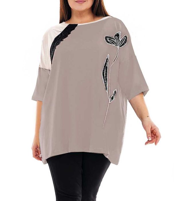 Modna tunika cekiny plus size bawełniana wygodna 3xl 4xl