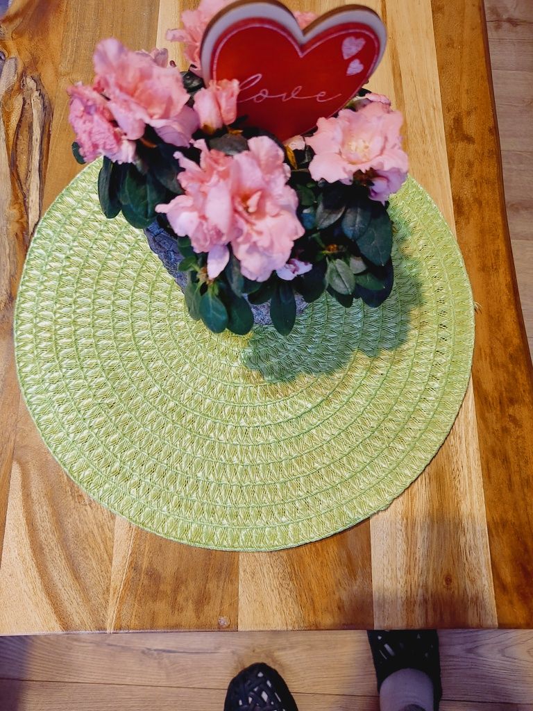 2 podkładki na stół limonkowe śr. 36 cm