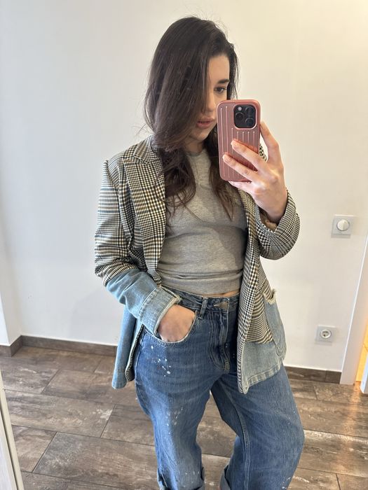 Піджак в клітинки з джинсом