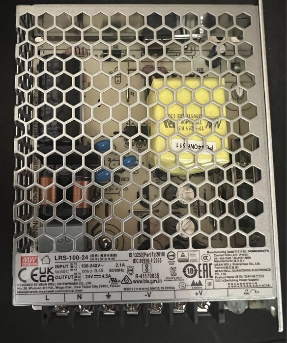 LRS-100-24 Mean Well Блок живлення 108 Вт, 24 В, 4,5 А В корпусі