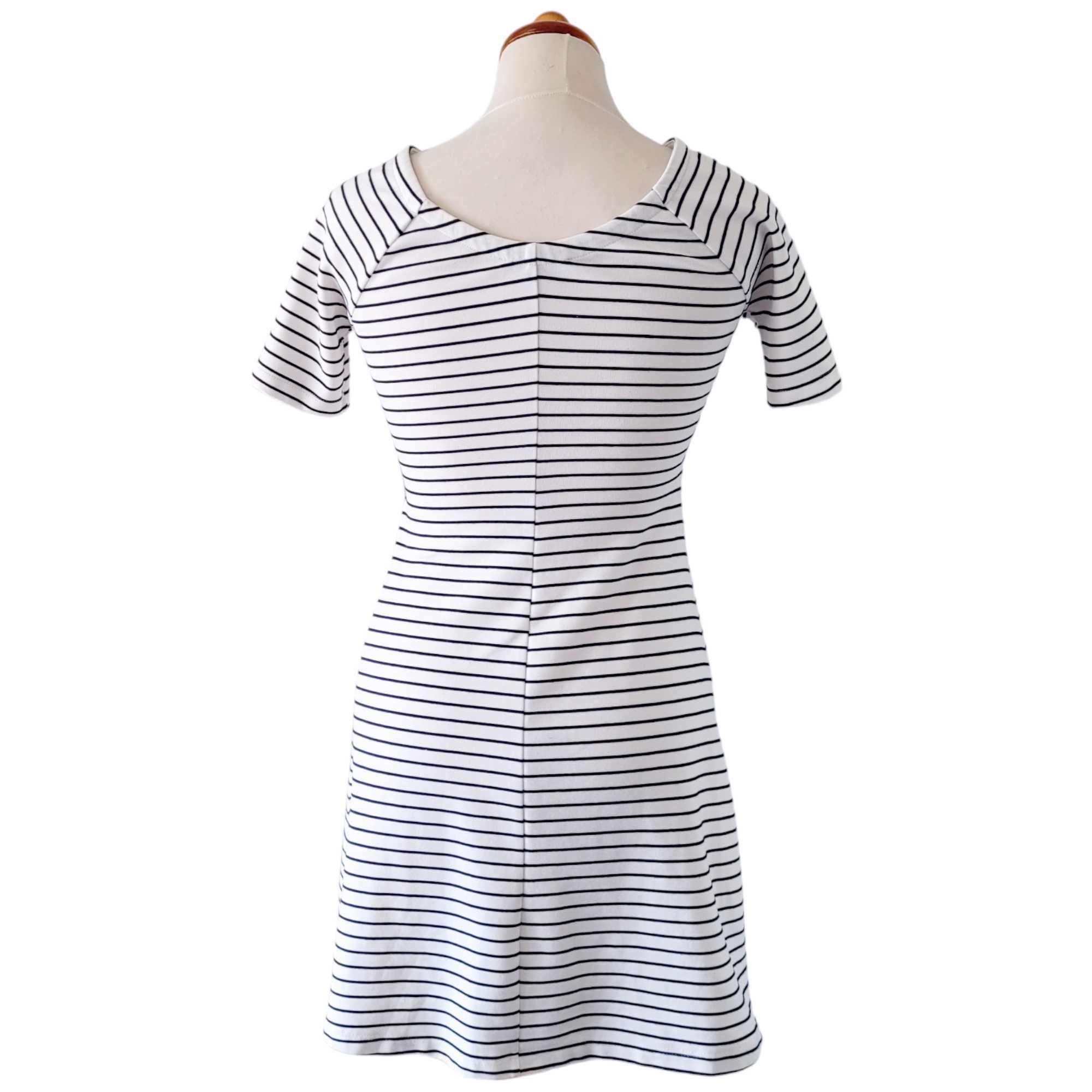 Biała czarna sukienka w paski S Zara dopasowana minimalistyczna lato