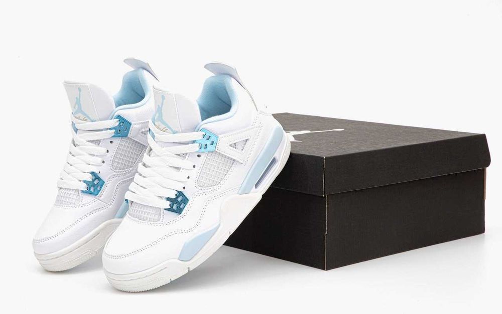 Кросівки Nike Air Jordan 4 White/Blue premium
