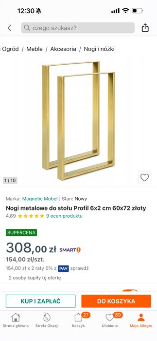 Metalowe nogi do stołu/biurka