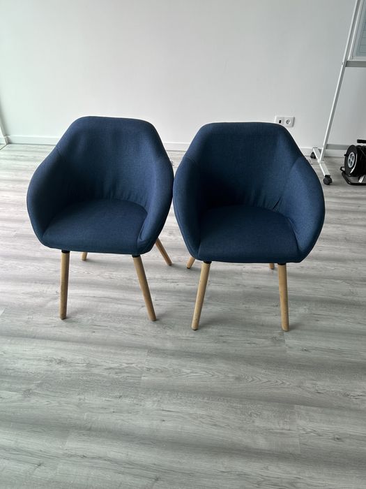 Conjunto cadeiras azul tecido