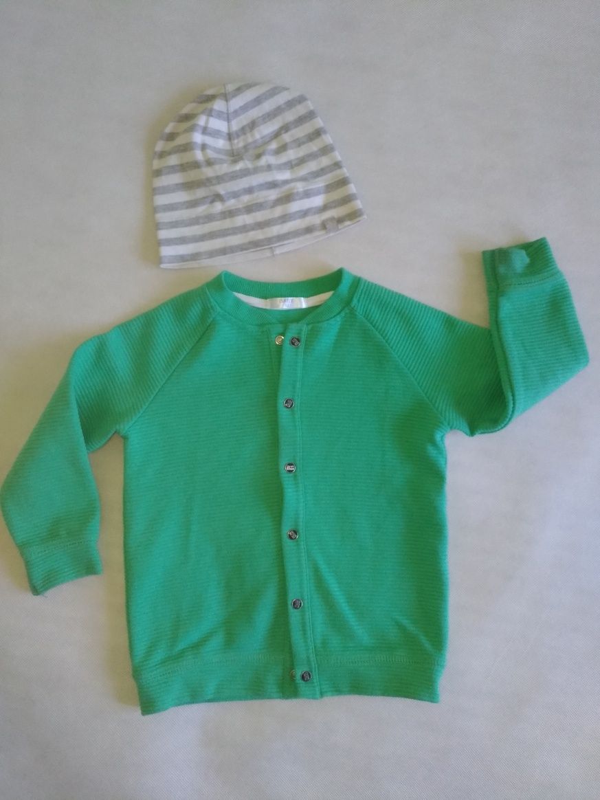 Sweter dla chłopca kardigan prążki r.92 + czapka gratis