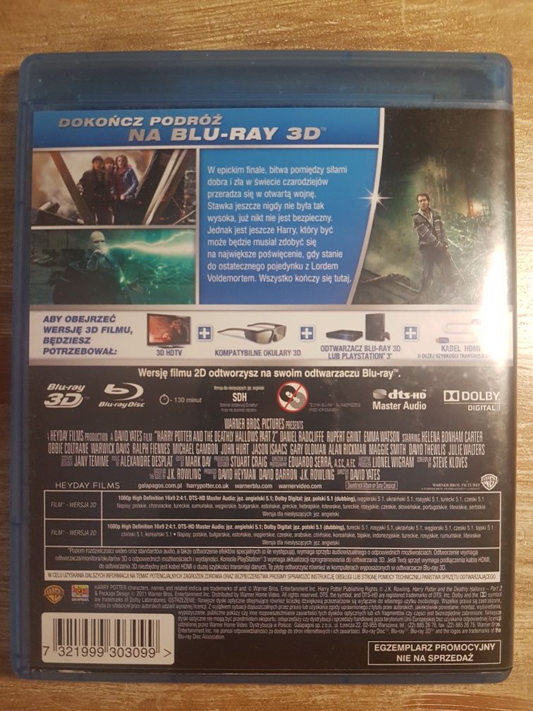 Film Harry Potter insygnia śmierci część druga 3D i 2D blu ray