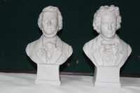 conjunto 2 bustos em porcelana  Biscoit, figuras de Beethoven e Wagner