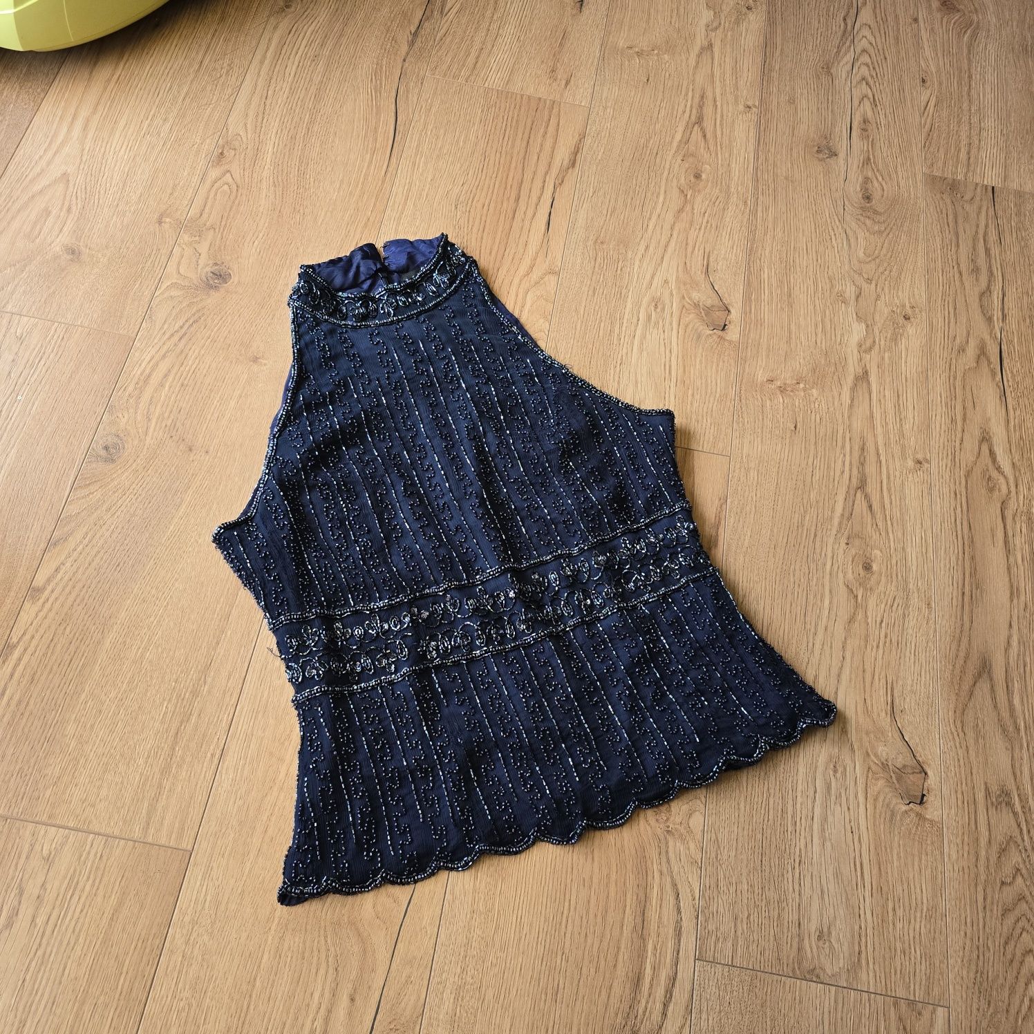 Top bluzka dekolt halter zdobienia silk jedwab l 40 m 38 Zara golf