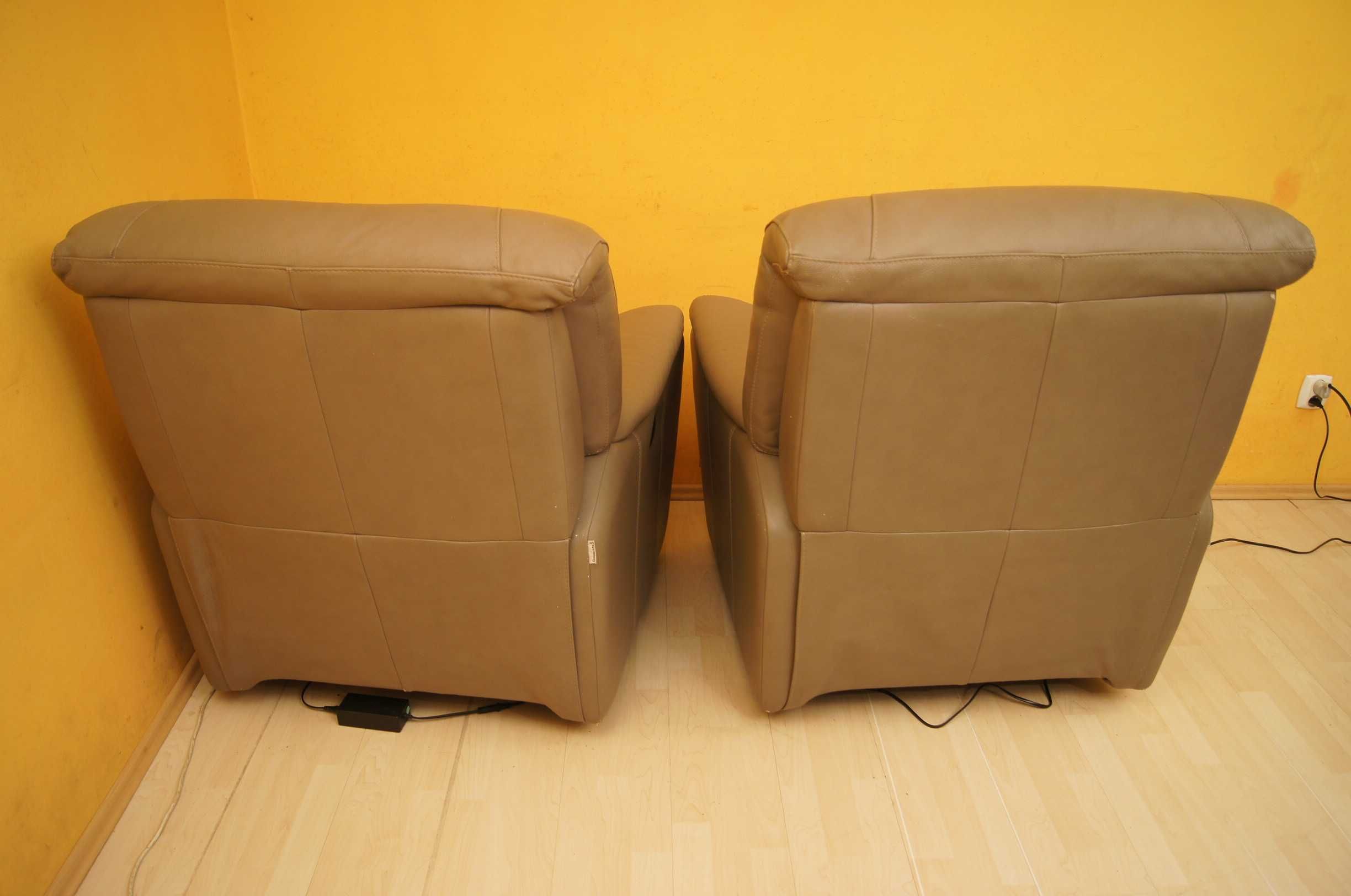 2 fotele rozkładane elektrycznie z funkcją relax skóra