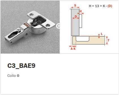 Salice zawias z krótkim ramieniem z hamulcem C3_BA99+prowadnik B383E09