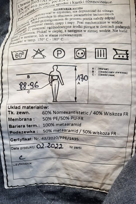 Nomex ubranie specjalne straż