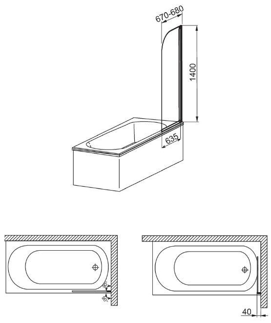 Штора для ванны Aquaform MODERN 1