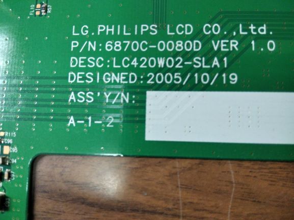 Placa T-Con LG Philips: 6870C-0080D ver 1.0