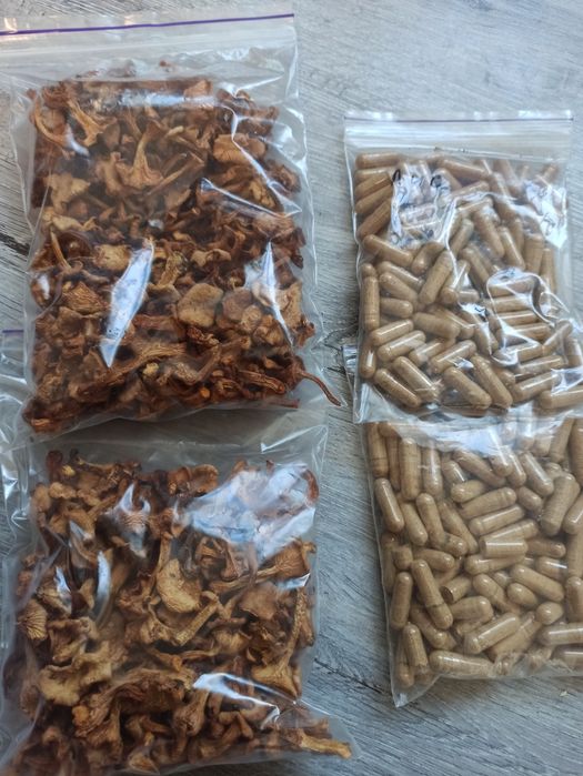 Лисички сушені, в каплулах та мелені лесички