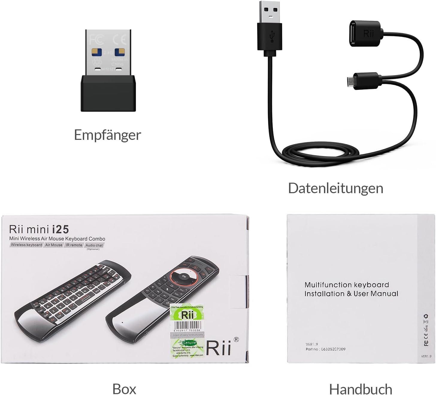 Rii Air Mouse z 6-osiowym żyroskopem, klawiatura