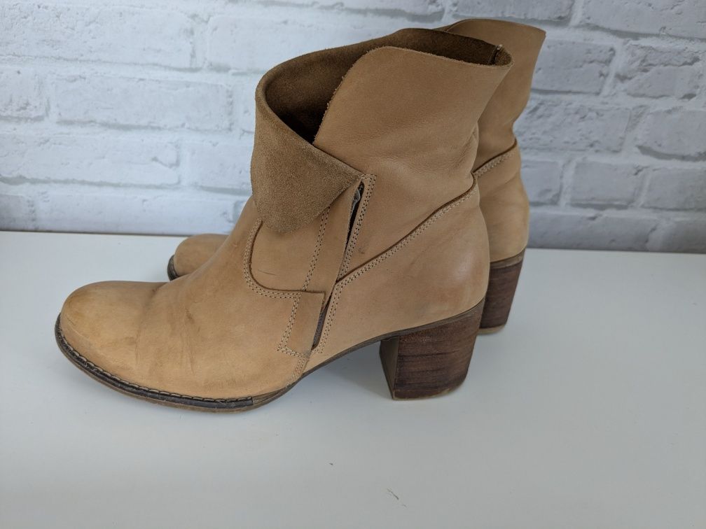 Zapato skórzane botki brązowe karmelowe 38 M