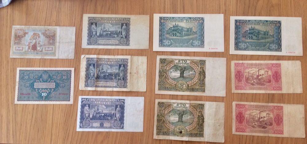 Zestaw stare Polskie Banknoty od 1919 roku do 1948