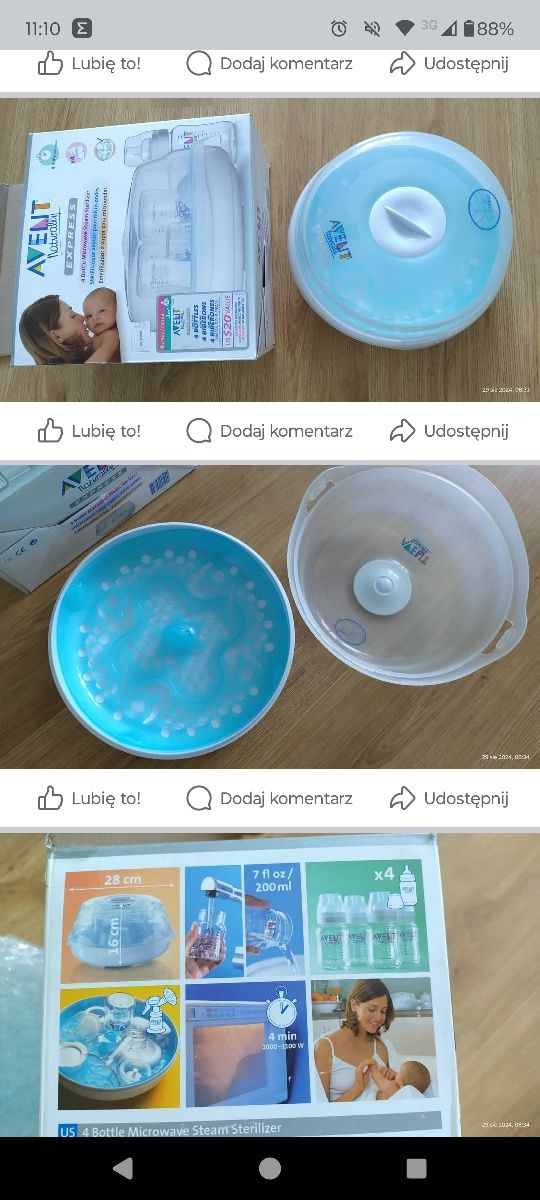 Sterylizator parowy do mikrofalówki Avent