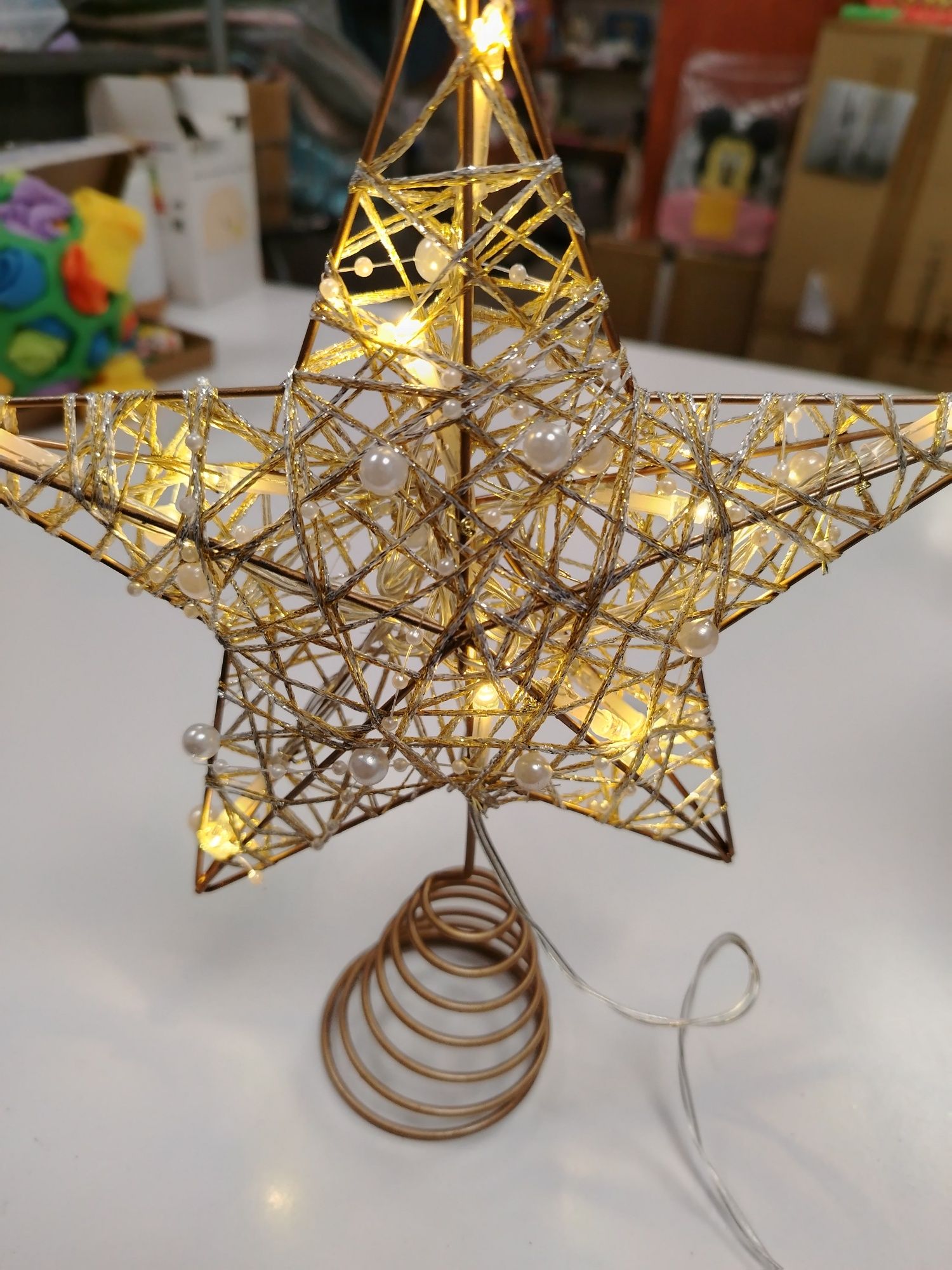 metalowy czubek Gwiazda stojak Święta lampki ozdoba led