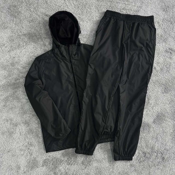 Спортивний костюм чоловічий плащівка весна осінь з капюшоном чорний