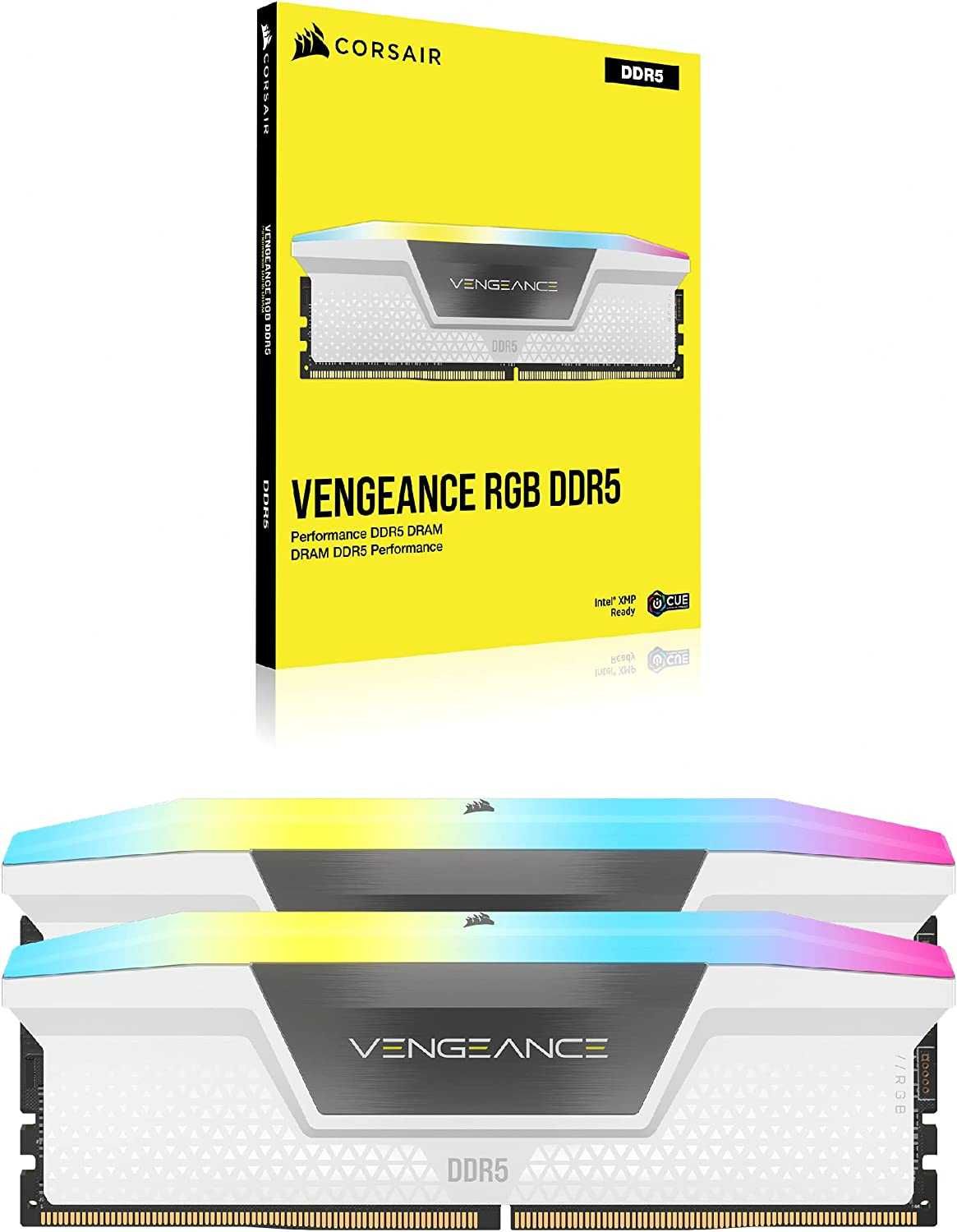 Kit Memória RAM 2x16GB Corsair Vengeance RGB DDR5 5200MHz CL40 Branco