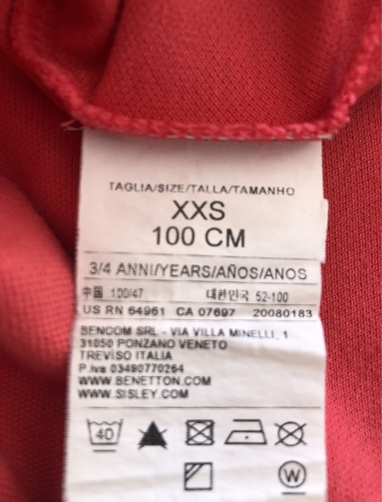 Polo Benetton, tamanho 3/4 anos