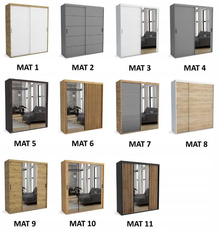 ---PROMOCJA-- Szafa przesuwna na wymiar Mat 8, szer. 200 cm