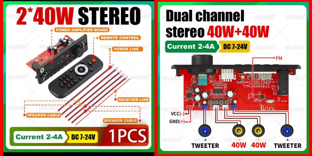 Bluetooth MP3 модуль Kebidu UP з підсилювачем на 80w