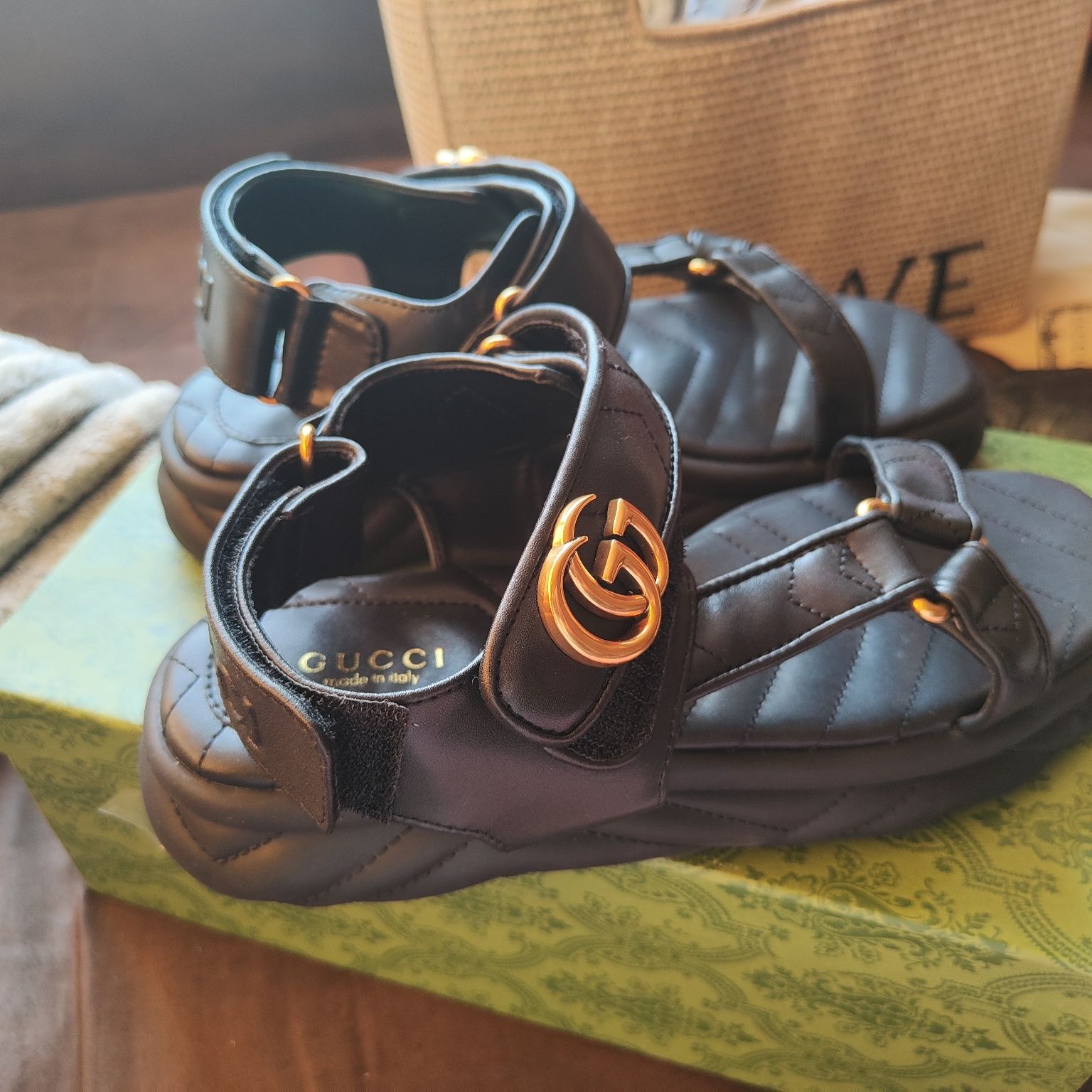 Gucci Marmont interlock sandałki r.39 skóra naturalna