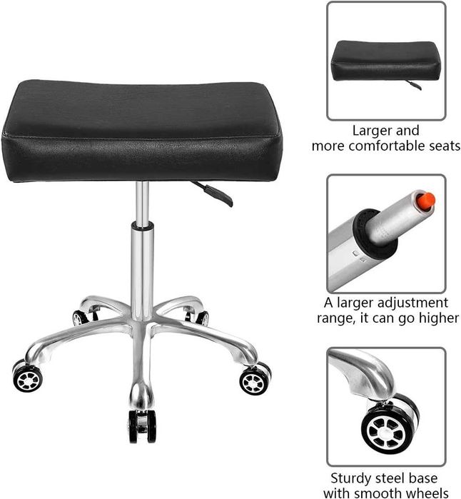 Стілець прямокутний чорний на колесах Antlu,спа- масажного-салон