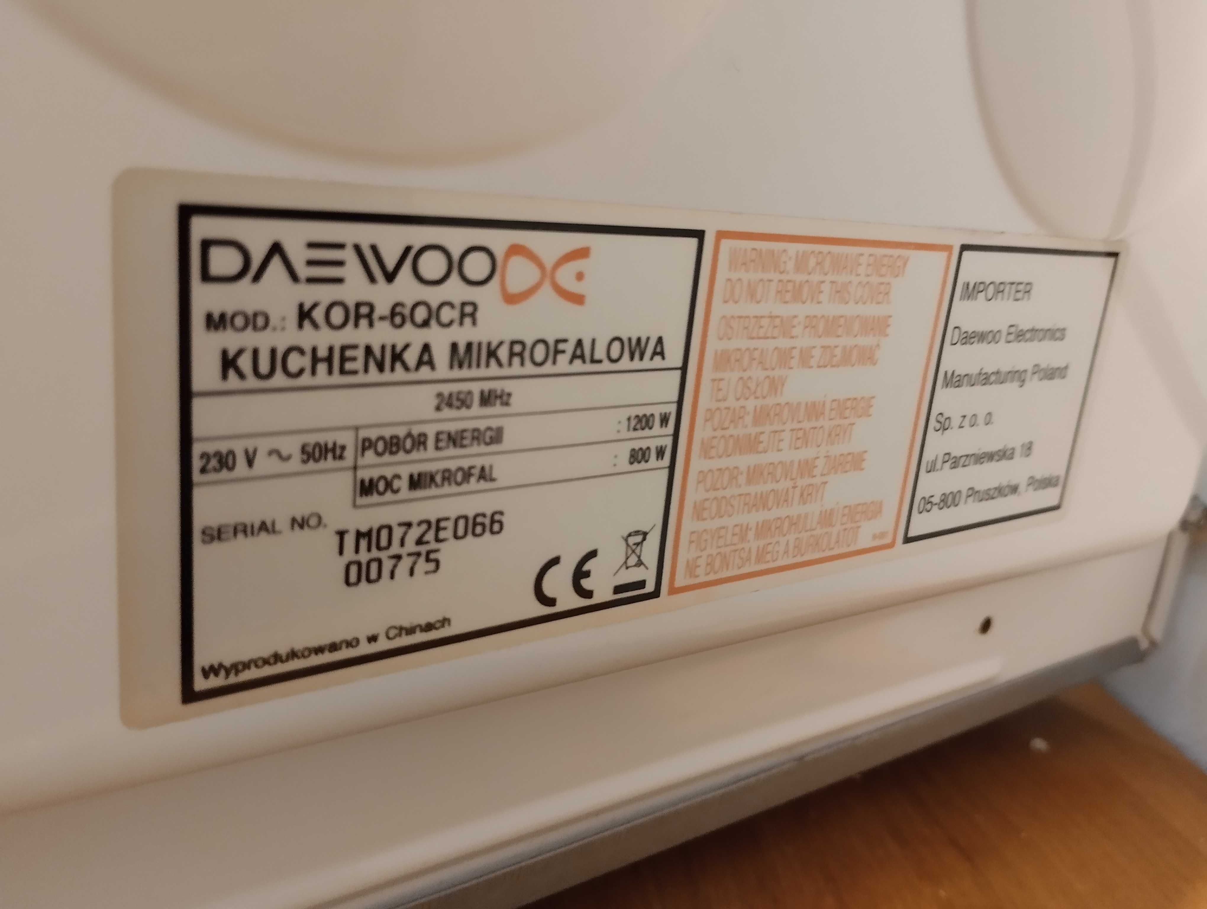 Kuchenka mikrofalowa Daewoo Kor 6Q-CR