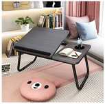 Stolik pod laptopa lub tablet z regulowanym blatem czarny drewniany