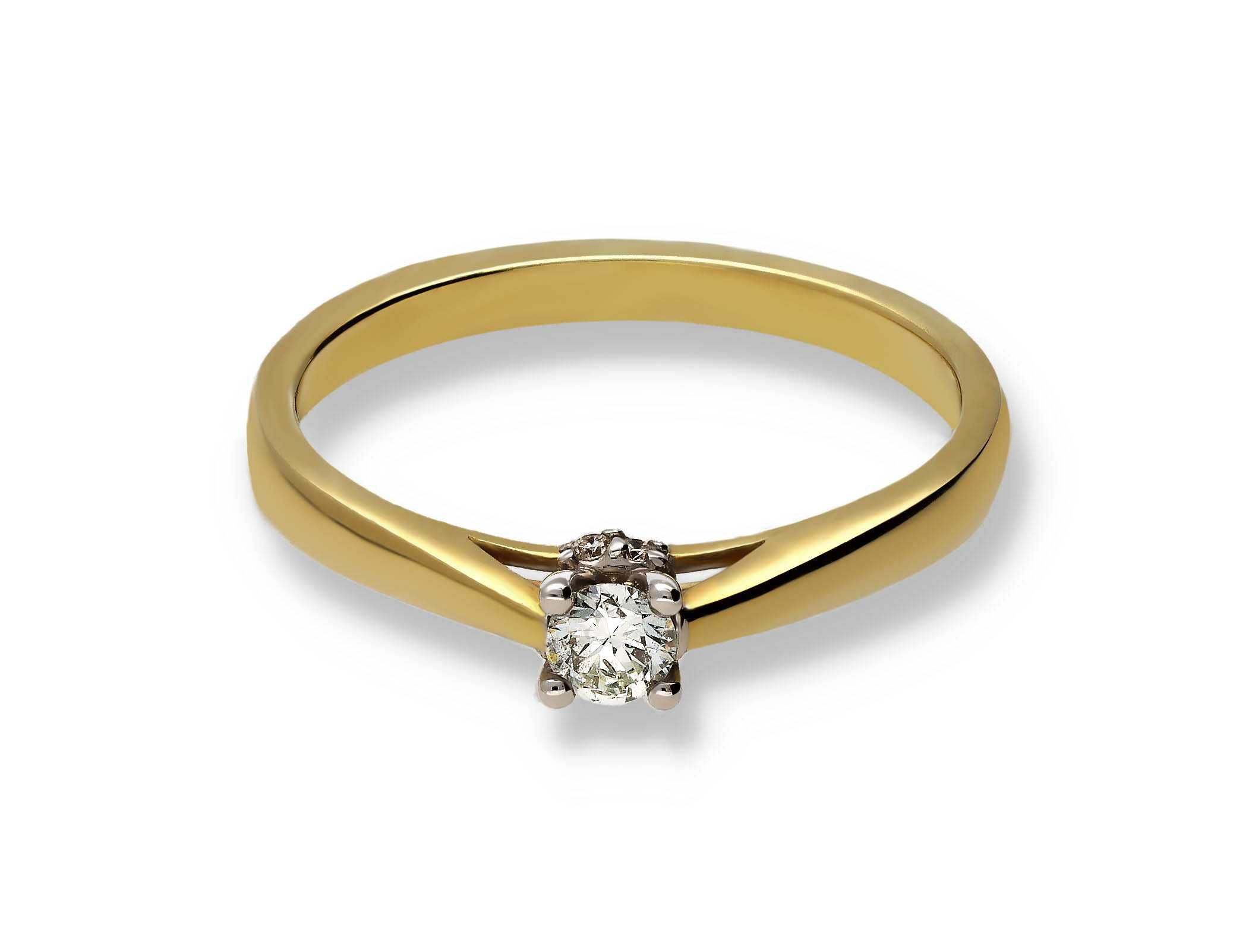 Złoty Pierścionek 585 14k brylanty 0.17ct RS0405