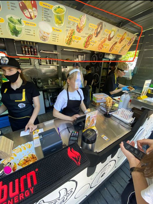 Лайтбокс 3,6х0,6м меню кафе