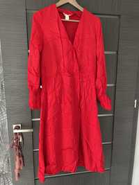 Sukienka swiateczna elegancka czerwona h&m 36