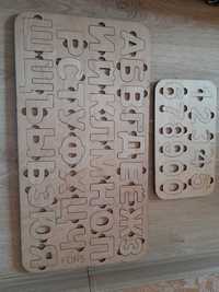 Деревянный алфавит и деревянные цифры