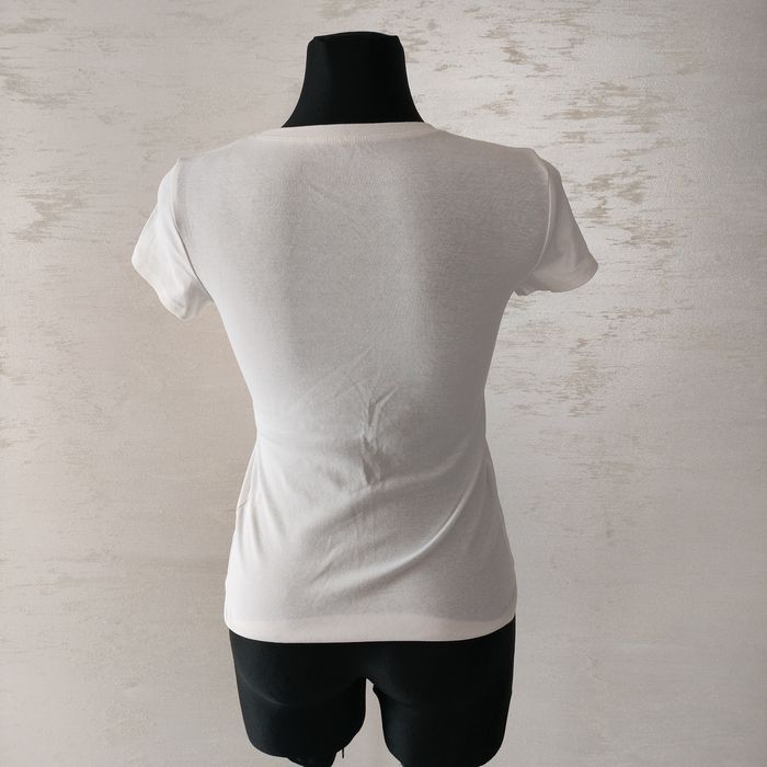 Biała bluzka damska prążek T-shirt S/M