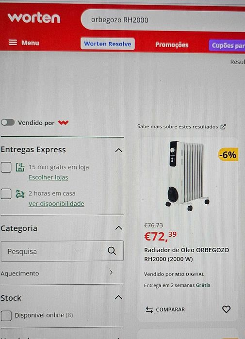 Radiador Orbegozo 2000W
