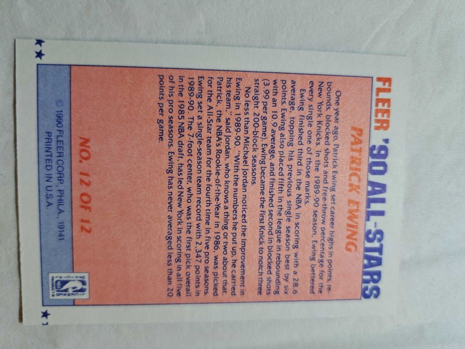 1990 Fleer All Star Patrick Ewing #12 NM NBA