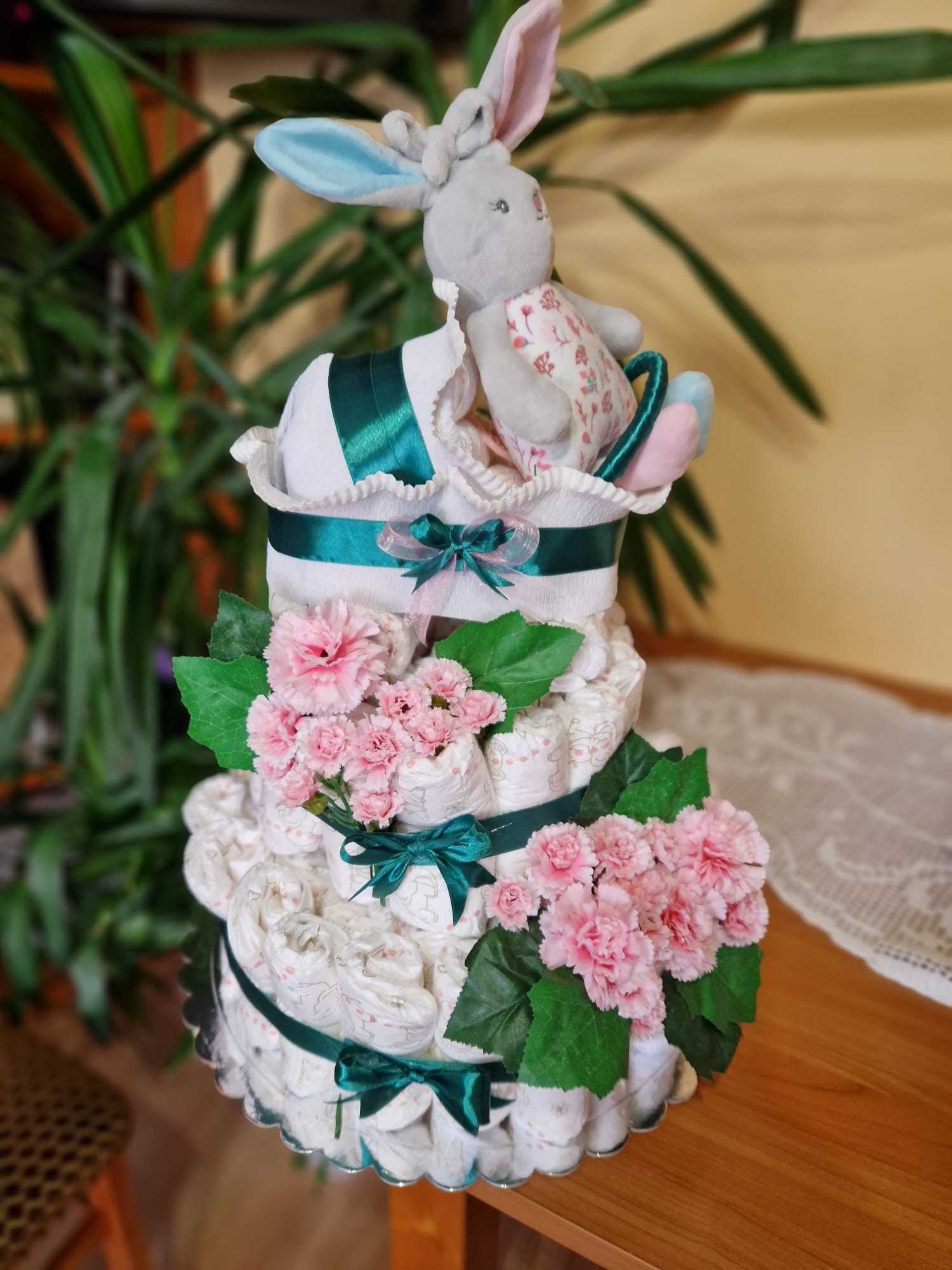 Spersonalizowany TORT z pieluch baby shower / chrzciny / narodziny