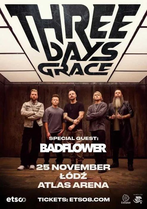 Bilet Three Days Grace Łódź 25.11.2025