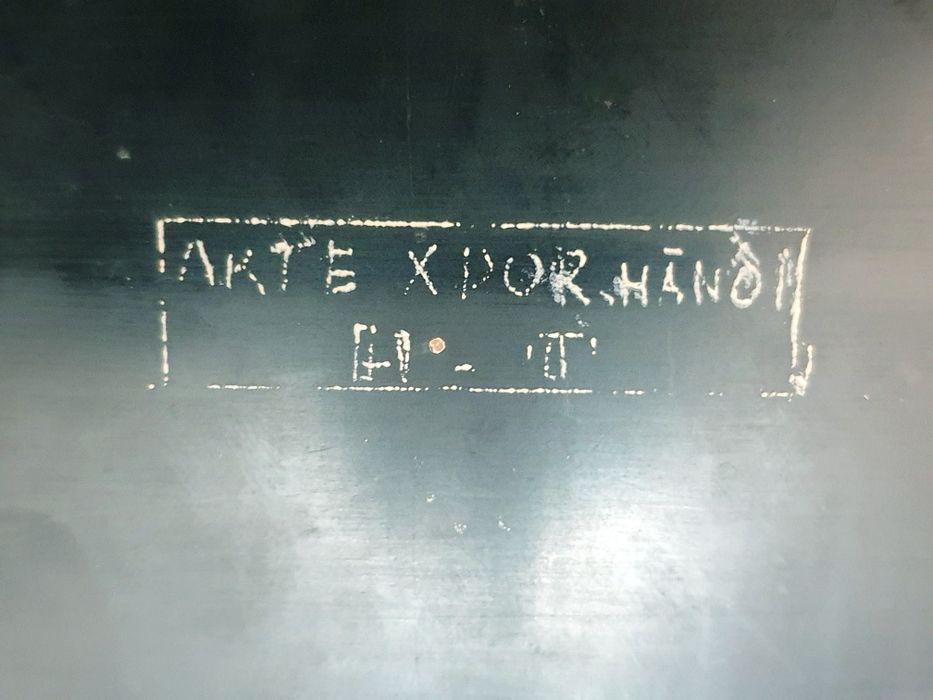 Linda caixa asiática comprida vintage pintada à mão