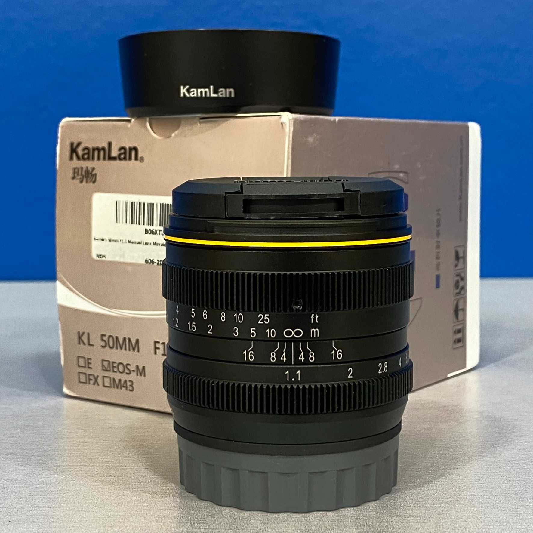 Kamlan 50mm f/1.1 (Canon EF-M) - 3 ANOS DE GARANTIA