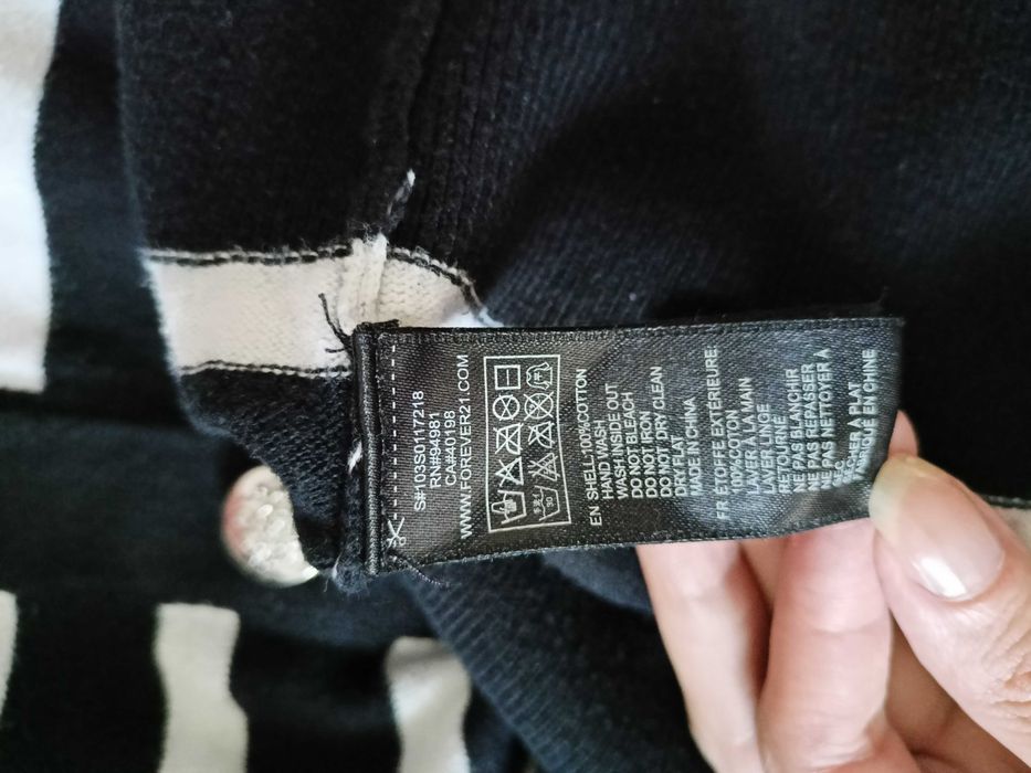 155/ czarno-biały cienki bawełniany sweterek damski eleganckirozm S/M