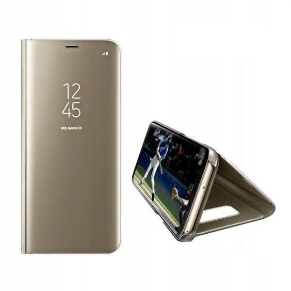 Etui Clear View Samsung A02S A025 Złoty/Gold