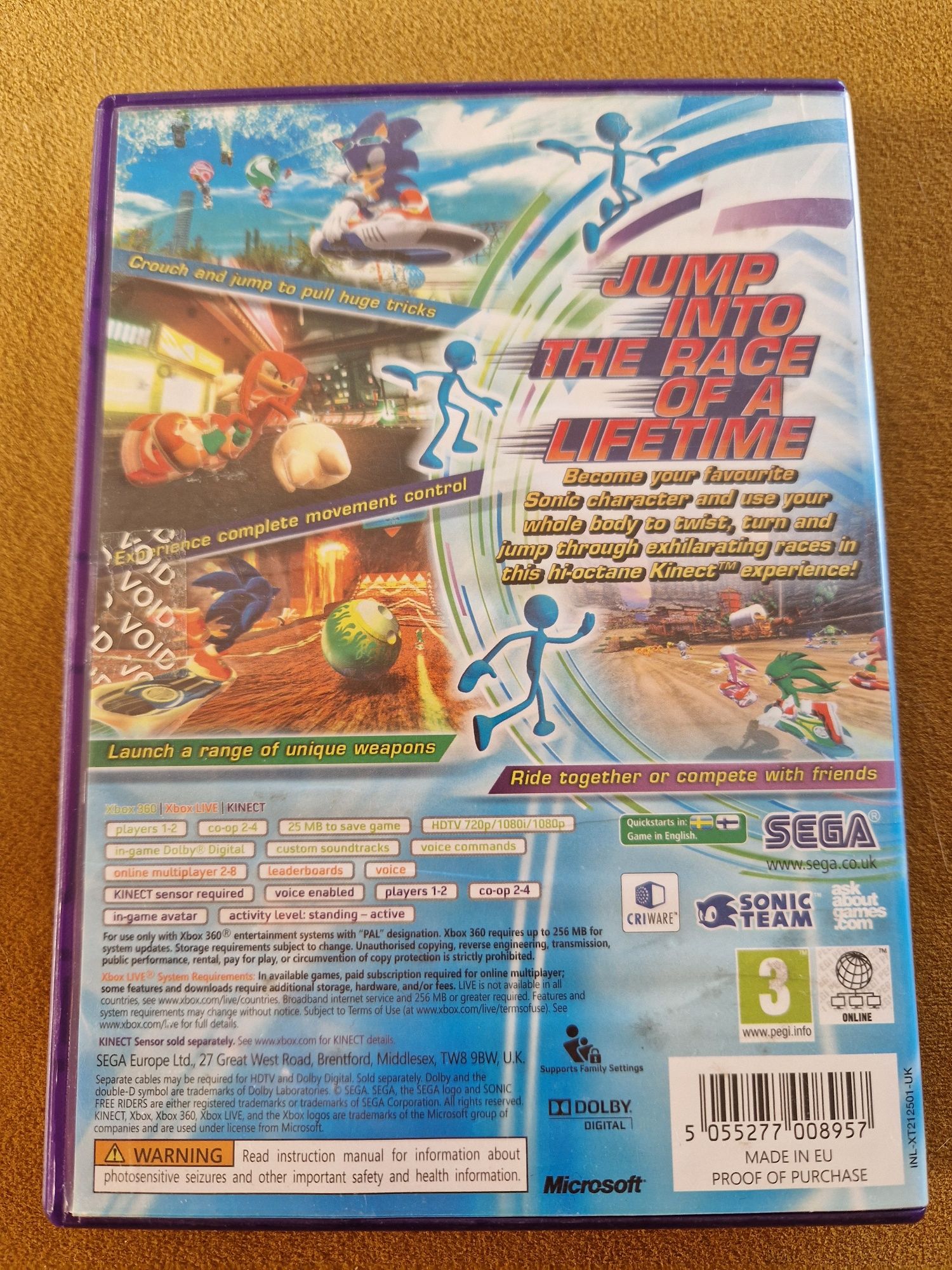 Gra Sonic Free Riders na Kinect Xbox 360