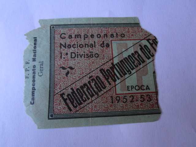 Bilhete jogo futebol 1953 Academica Benfica