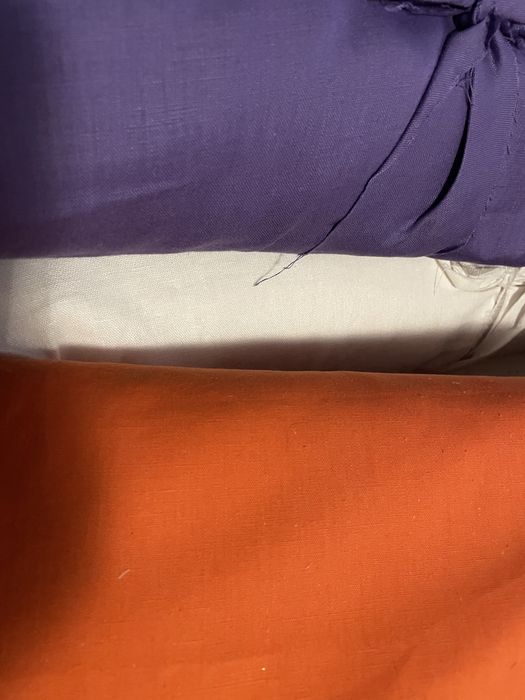 Tecidos 100% linho Laranja, Roxo e Branco