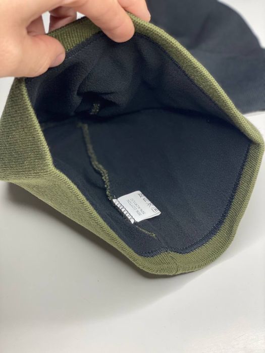 Мужская шапка STONE ISLAND зимняя НА ФЛИСЕ хаки/зеленая 52-62 см Стоун