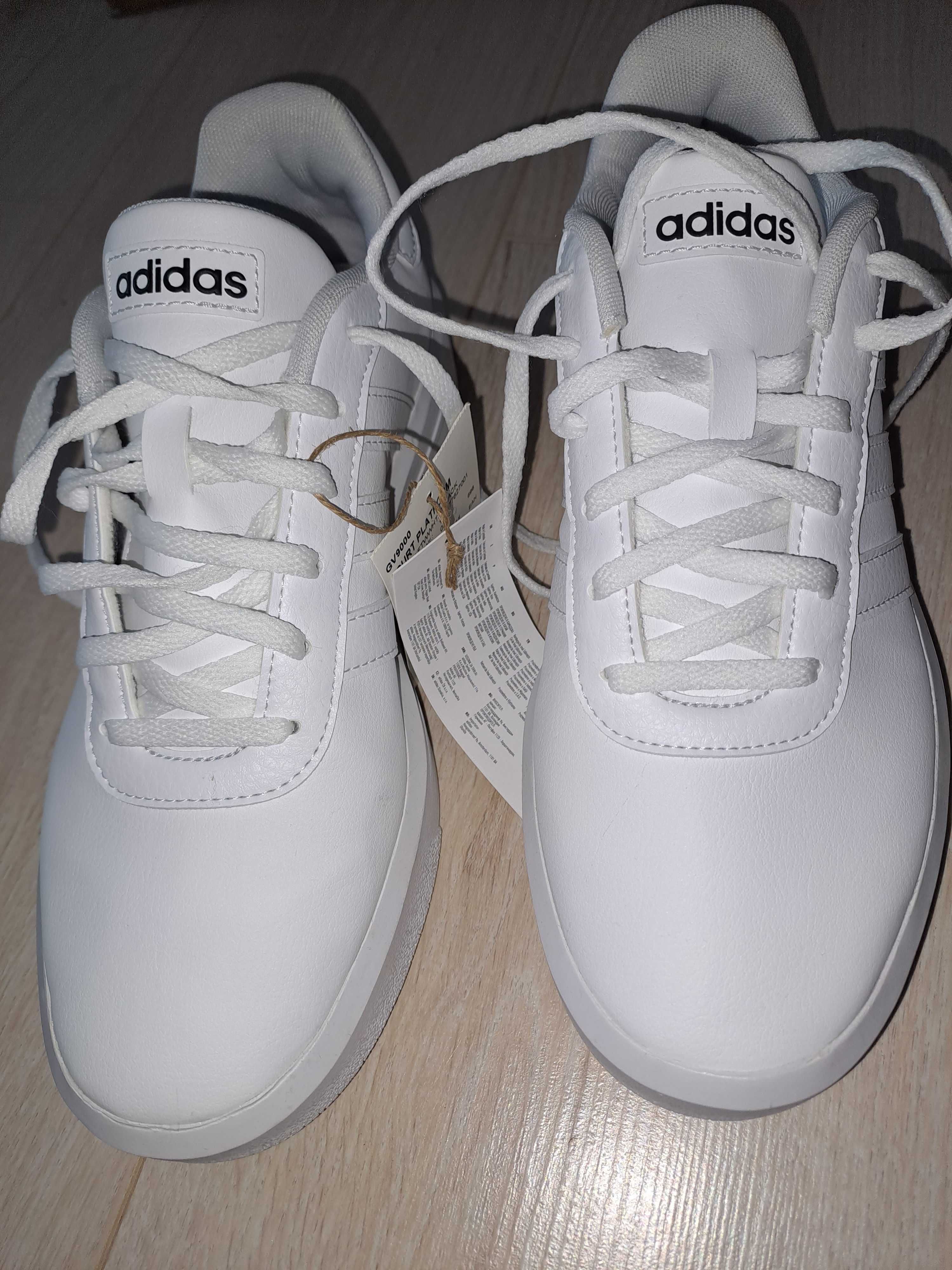 Buty Adidas-40, skora ekologiczna  - nowe,biale meskie/damskie ,